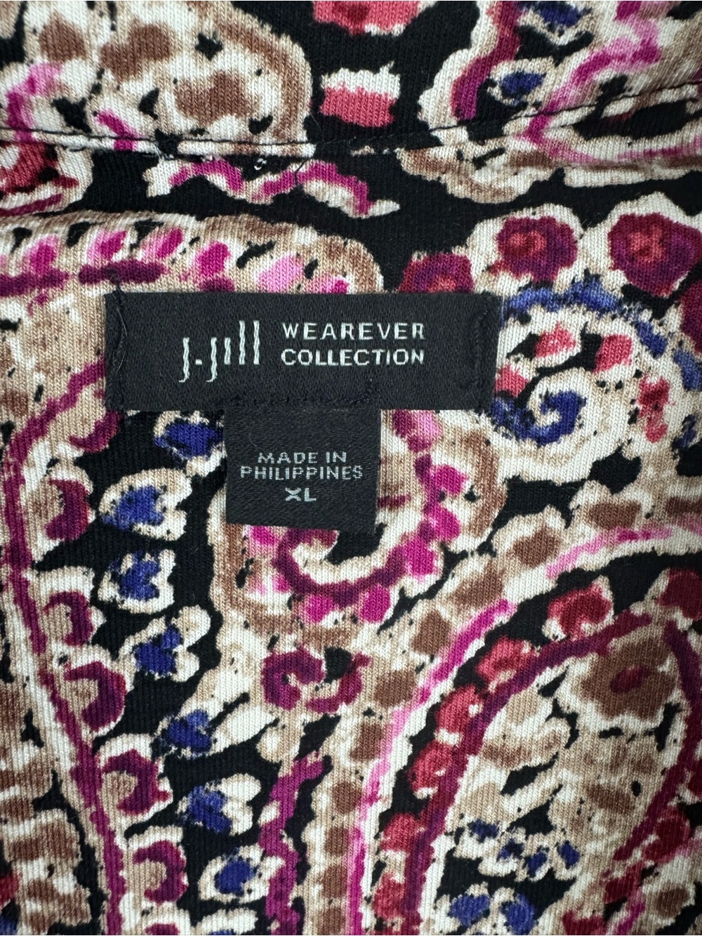 J. Jill Wearever Paisley Long Sleeve Tunic Blouse XL Top - Picture 2 of 6